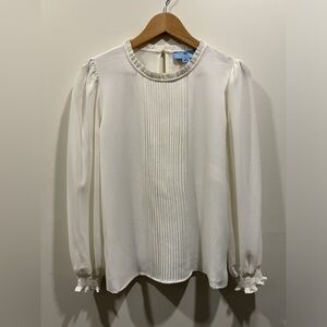 Cece White Long Sleeve Blouse - Size XS